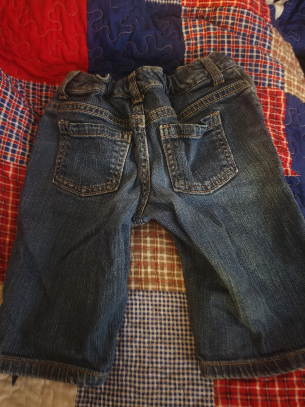 Old Navy Blue Denim Shorts with Green Sequin Heart